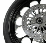 Ultima Wheels & Rims Black Kool Kat 21 3.5 Billet Front Wheel Rim BW Tire Package Harley Touring 08+