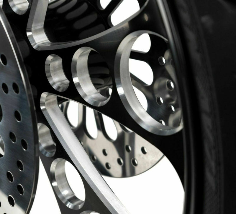Ultima Wheels & Rims Black Kool Kat 21 3.5 Billet Front Wheel Rim BW Tire Package Harley Touring 08+