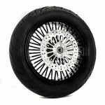 Ultima Wheels & Rims Black Out 18 3.5 48 Fat King Spoke Front Wheel Rim Tire Rotor Package Harley 08+