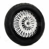 Ultima Wheels & Rims Black Out 18" X 3.5" 48 Fat King Spoke Front Wheel Rim Tire Rotor Package Harley