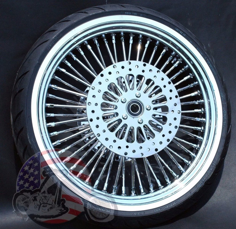 Ultima Wheels & Rims Chrome 21 3.5 48 Fat King Spoke Front Rim Wheel WW Tire Package Harley Touring 08+