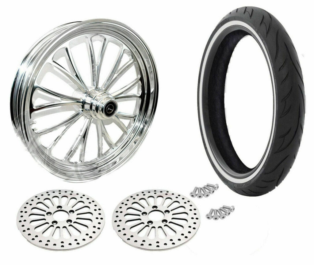 Ultima Wheels & Rims Polished Manhattan 21 3.5 Front Wheel Tire Package DD WW Harley Touring ABS 08+