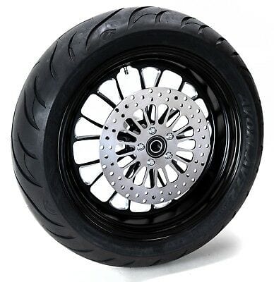 Ultima Wheels & Rims Ultima Manhattan Black Billet Aluminum 18 5.5 Rear Wheel BW Tire Package Harley