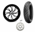 Ultima Wheels & Rims Ultima Vortex Black Billet 18 3.5 Rear Wheel Rim BW Tire Package Harley 84-07