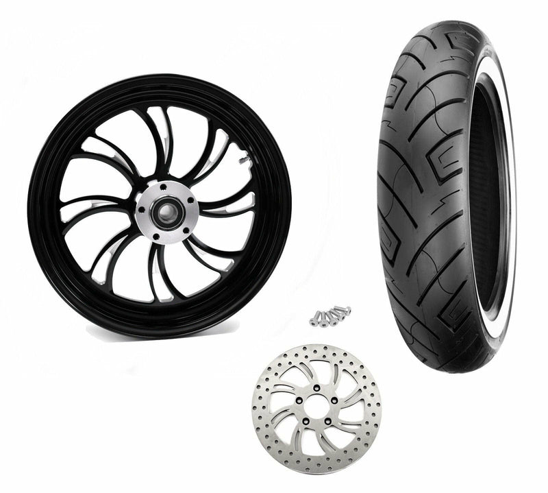 Ultima Wheels & Rims Ultima Vortex Black Billet 18 3.5 Rear Wheel Rim WWW Tire Package Harley 84-07