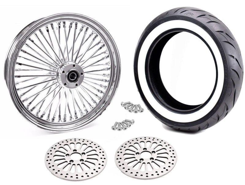 Ultima Wheels & Tire Packages 16 3.5 48 Fat Spoke Front Wheel Chrome Package Tire 00-07 Harley Touring WW DD