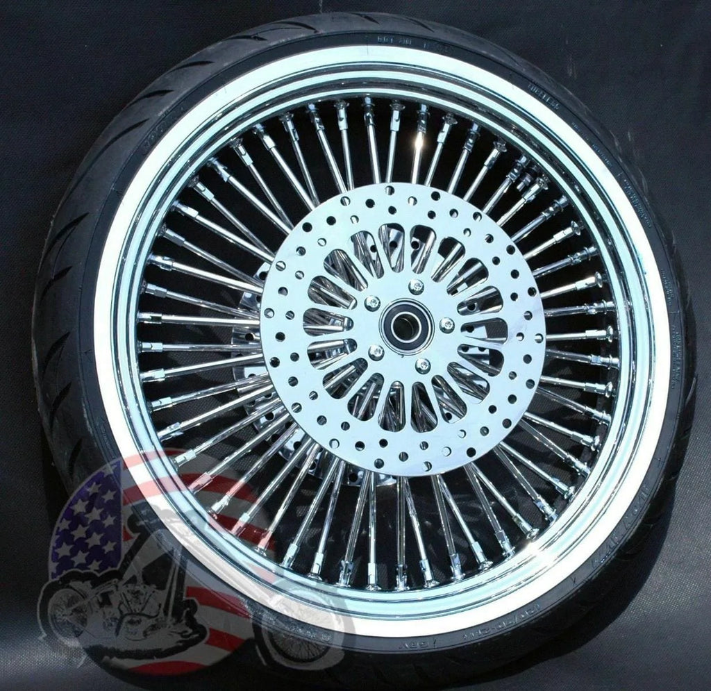 Ultima Wheels & Tire Packages 21 3.5 48 Chrome Fat King Spoke Front Wheel Rim WW Tire Package Harley 08+ ABS