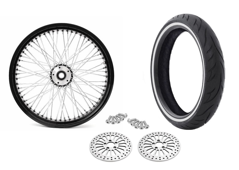 Ultima Wheels & Tire Packages 21 x 3.5 60 Spoke Front Wheel Black Rim Tire Package 08-18 Harley Touring DD WW