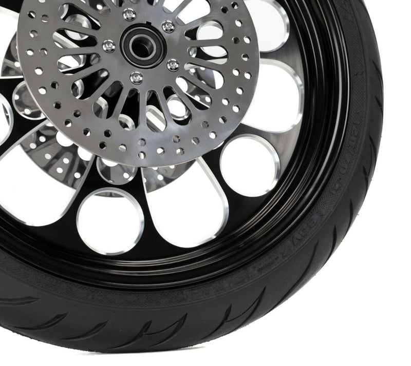 Ultima Wheels & Tire Packages Black Kool Kat 21" 3.5" Billet Front Wheel Rim BW Tire Package Harley Touring