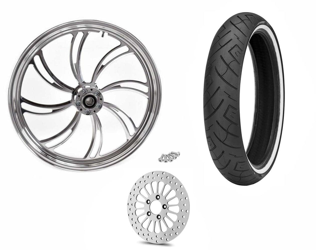 Ultima Wheels & Tire Packages Polished Billet 21 3.5 Vortex Front Wheel SD Rim Tire Package WW Harley Touring