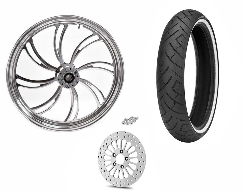 Ultima Wheels & Tire Packages Polished Billet 21 3.5 Vortex Front Wheel SD Rim Tire Package WW Harley Touring