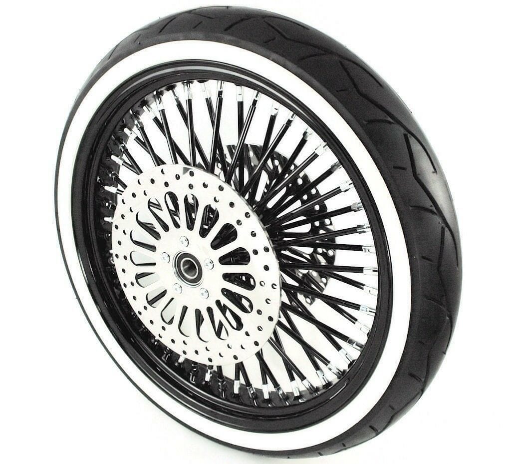 Ultima Wheels & Tire Packages Ultima Black 21 3.5 48 Fat King Spoke Front Rim WW Tire Package Harley 08+ ABS