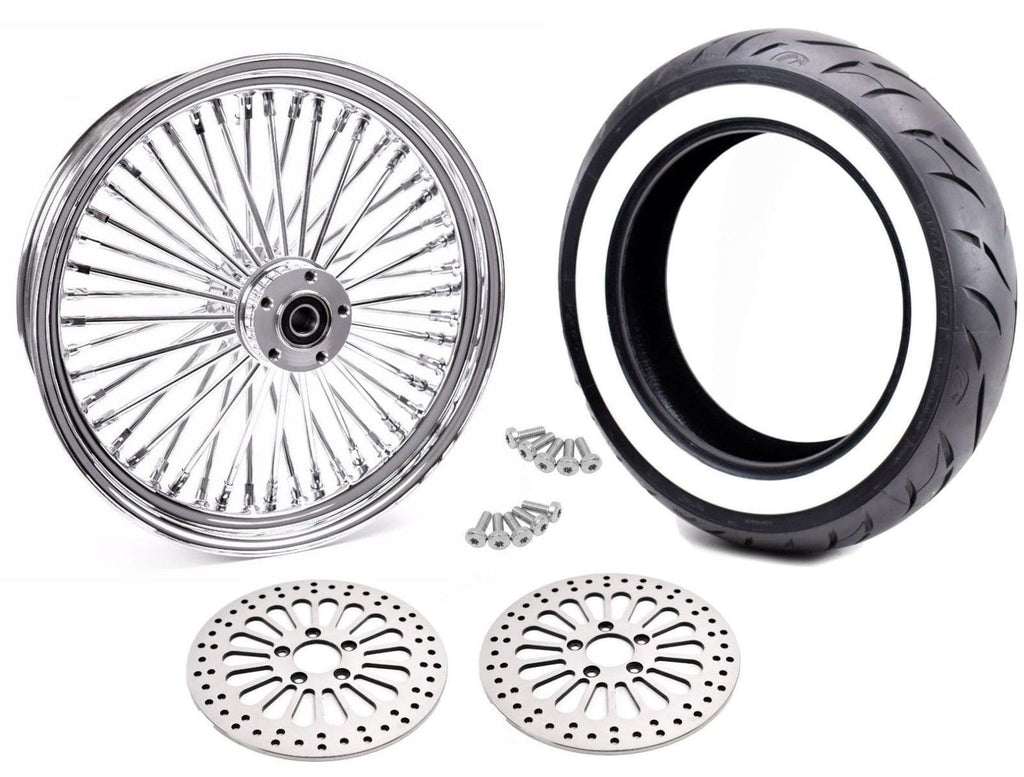 Ultima Wheels & Tire Packages Ultima Chrome 16 3.5 48 Fat King Spoke Front Rim WW Tire Package Harley 08+ DD