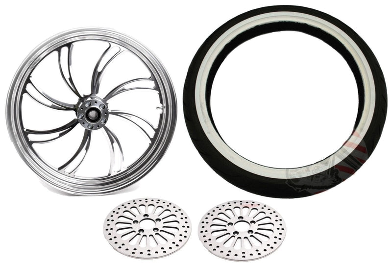 Ultima Wheels & Tire Packages Ultima Vortex 21" 3.5" 25mm Polished Front Wheel Tire Package Harley Touring 08+