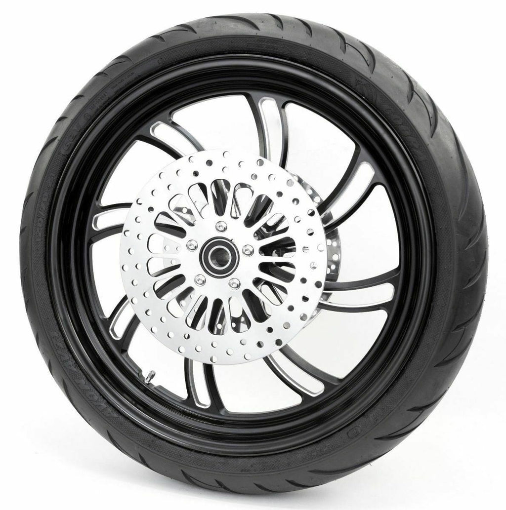 Ultima Wheels & Tire Packages Vortex Black Billet 21 2.15 DD BW Wheel Rim Tire Package Harley Touring Softail