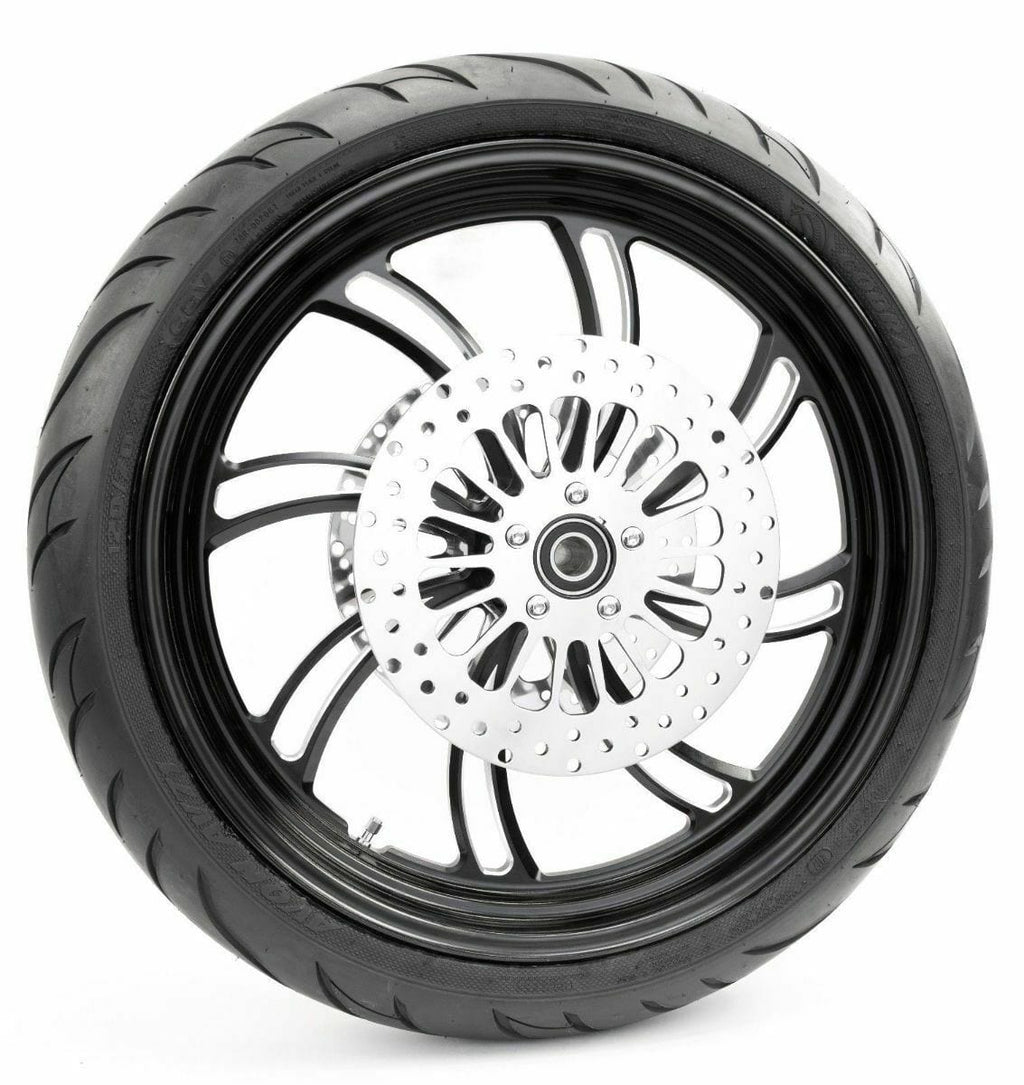 Ultima Wheels & Tire Packages Vortex Black Billet 21 2.15 DD BW Wheel Tire Package Harley Touring Softail 08+