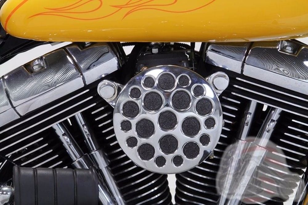 V-Twin Manufacturing Air Filters Air Filter Cleaner Holey Drilled Chrome Cover Harley Dyna Breather Backing Plate