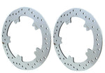 V-Twin Manufacturing Brake Rotors Polished Stainless Drilled Front Brake Rotors Pair Harley V-Rod Dyna 41500012A
