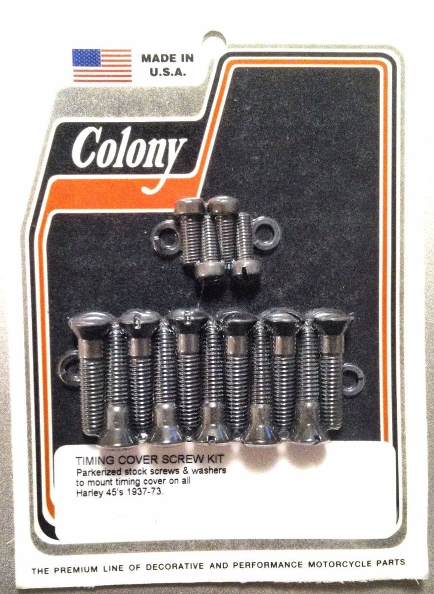 V-Twin Manufacturing Camshafts Colony Cam Cover Screw Kit Parkerized Harley Big Twin Flathead Knucklehead SV WL