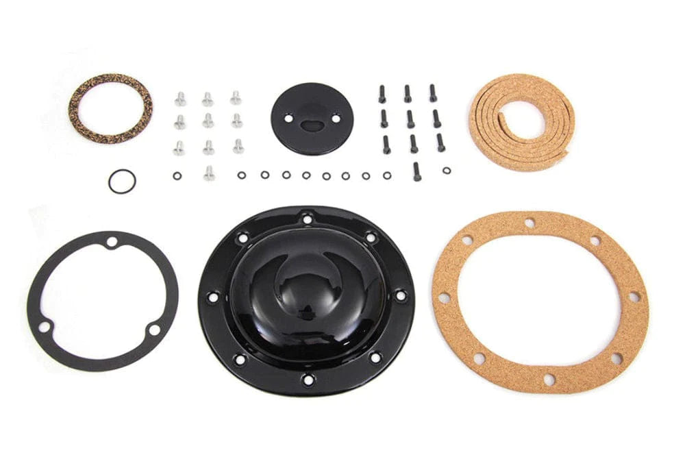 V-Twin Manufacturing Clutch Covers Black Outer Derby Primary Inspection Cover Kit 36-64 Harley Knucklehead Panhead
