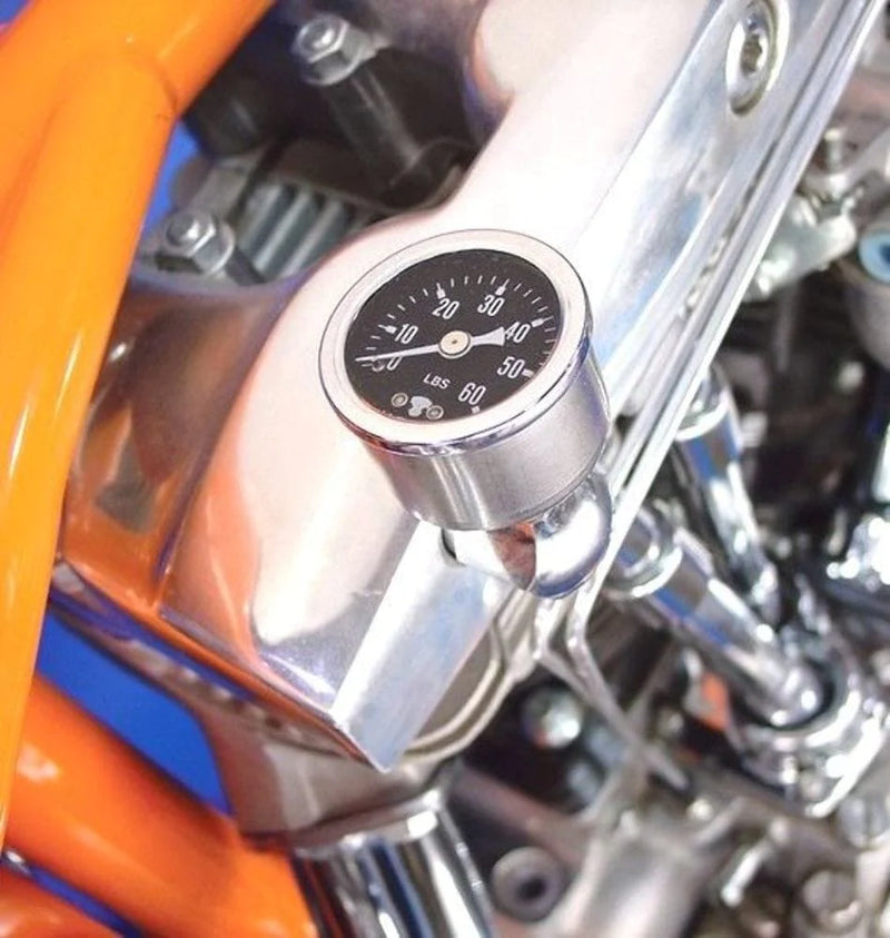 V-Twin Manufacturing Cylinder Heads & Valve Covers Chrome Rocker Box Shaft End Liquid Oil Pressure Gauge Harley Ironhead Shovelhead