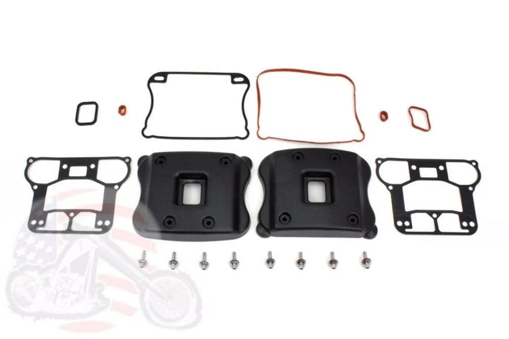 V-Twin Manufacturing Cylinder Heads & Valve Covers Flat Black Rocker Box Boxes Covers Gasket Set Kit Harley Sportster 2007-2020 XL