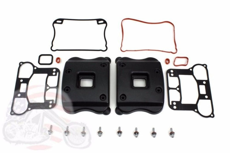 V-Twin Manufacturing Cylinder Heads & Valve Covers Flat Black Rocker Box Boxes Covers Gasket Set Kit Harley Sportster 2007-2020 XL