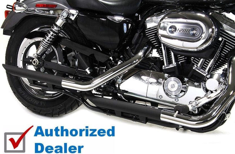 V-Twin Manufacturing Exhaust Systems Black 2" Down Slash Drag Muffler Slip On Exhaust Set Harley Sportster 2014+