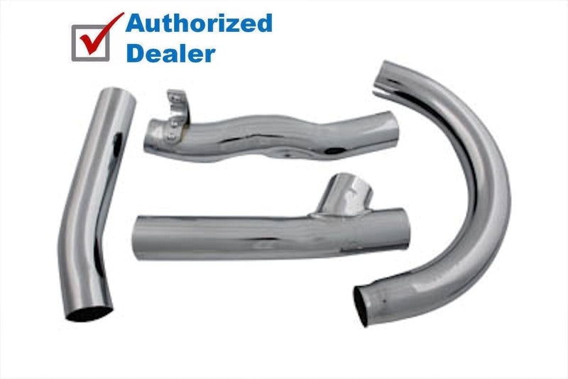 V-Twin Manufacturing Exhaust Systems Chrome Header Exhaust Y Pipes System 4 Piece Set Harley Flathead Sidevalve U