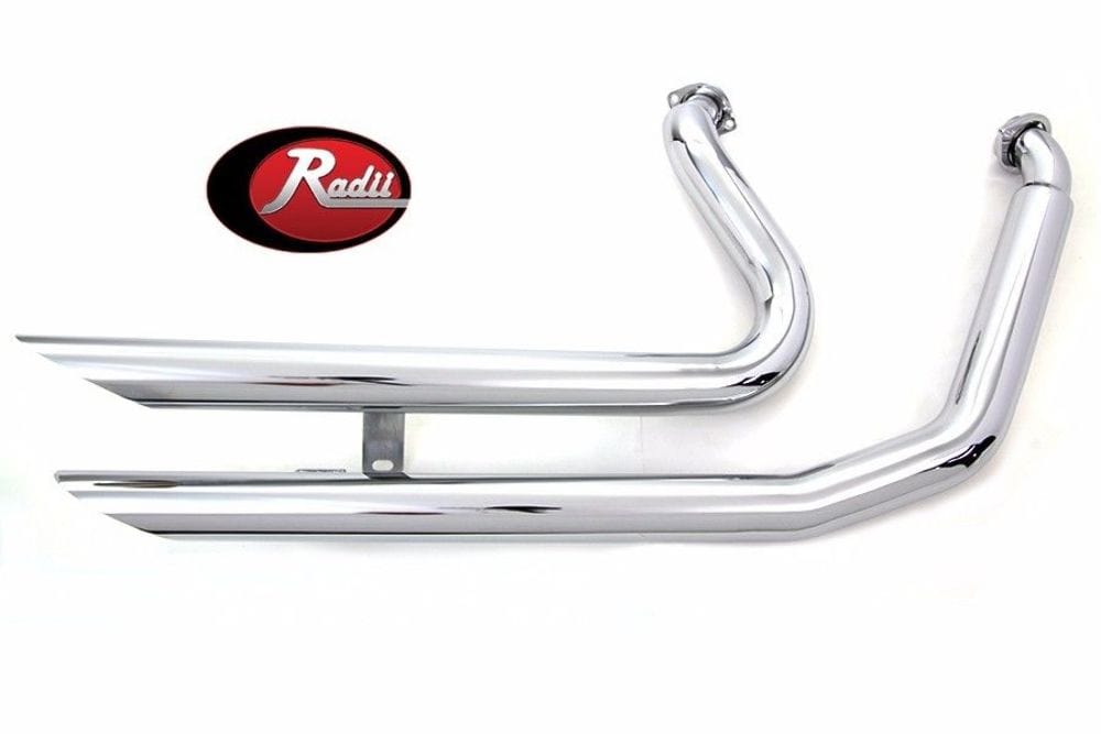 V-Twin Manufacturing Exhaust Systems Radii 2 1/4" Chrome Down Slash Long Drag Exhaust Pipes Harley Softail FXST 84-06