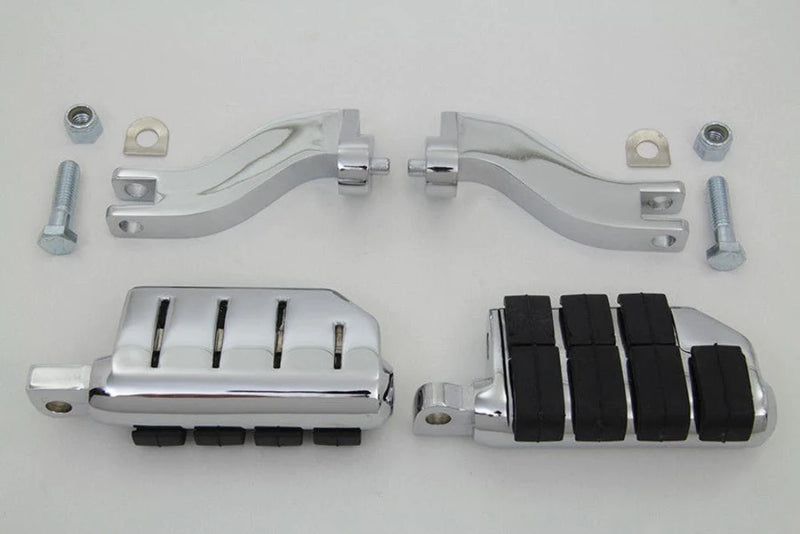 V-Twin Manufacturing Floorboard Kits Chrome Cats Paw Passenger Rubber Foot Pegs Mount Kit Harley Touring 1993-2020