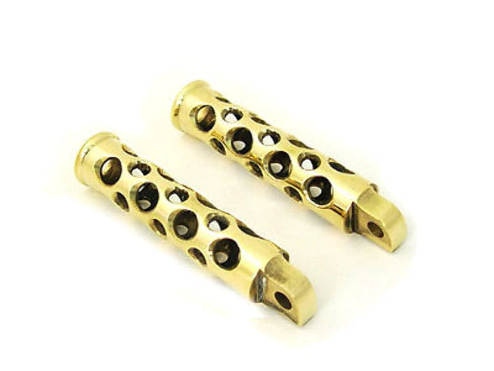 V-Twin Manufacturing Foot Pegs & Pedal Pads Brass Swiss Cheese Hole Shot Foot Peg Set Pair Male Mount Harley Chopper Bobber
