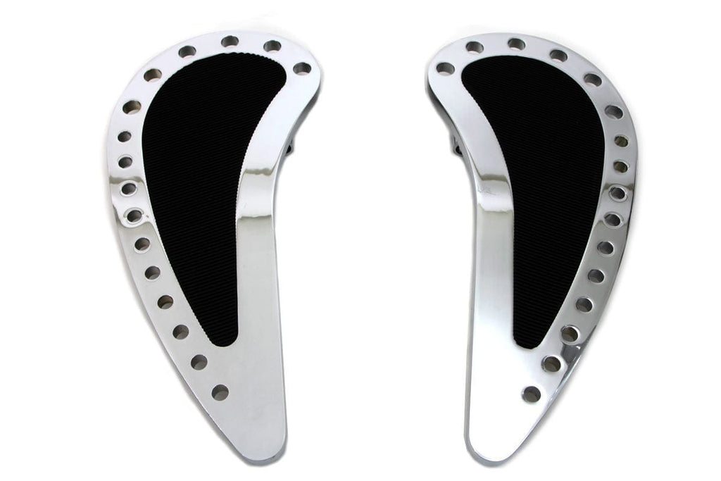 V-Twin Manufacturing Foot Pegs & Pedal Pads Rider Chrome Half Moon Driver Foot Floor Boards Pair Harley Touring Softail FLST