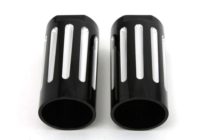 V-Twin Manufacturing Fork Tubes Black 41mm Fork Slider Cover Set Contrast Chrome Strip Harley Touring FLST FLHX