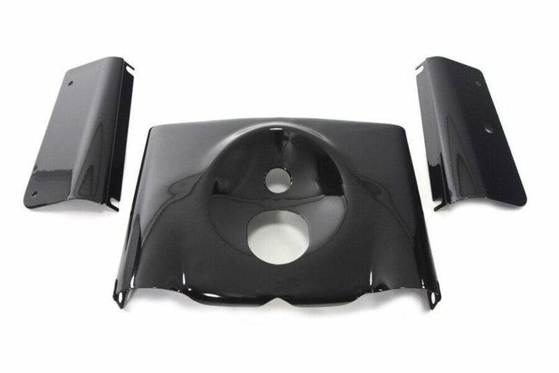 V-Twin Manufacturing Gloss Black Front Fork Tin Slider Side Covers Kit Heritage Fatboy Harley Softail