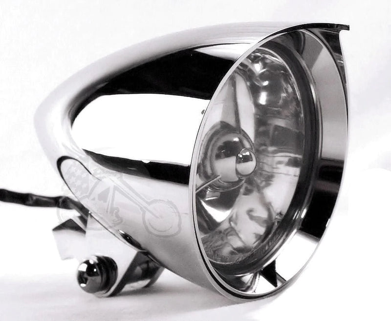 V-Twin Manufacturing Headlight Assemblies 4.5" X 7" Chrome Billet Fang Headlight Harley Chopper Bobber Springer Softail