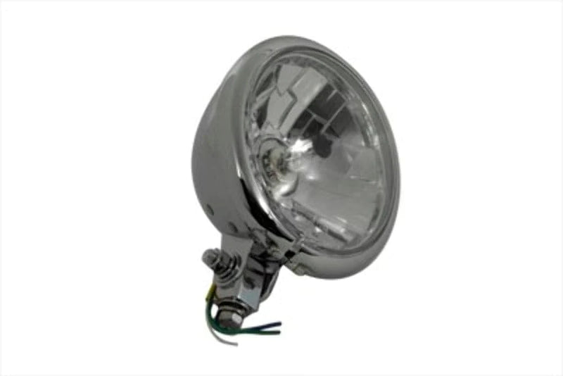 V-Twin Manufacturing Headlight Assemblies 5 3/4" Chrome Bates Style Headlight 60/55W Bulb Harley Chopper Springer Custom