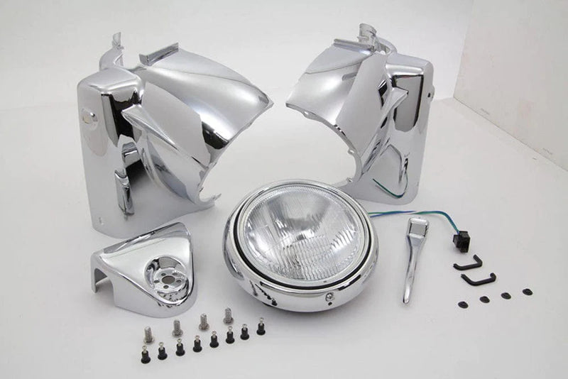 V-Twin Manufacturing Headlight Assemblies Chrome 7" Headlight Headlamp Cowl Nacelle Assembly 86-2013 Harley Road King FLHR