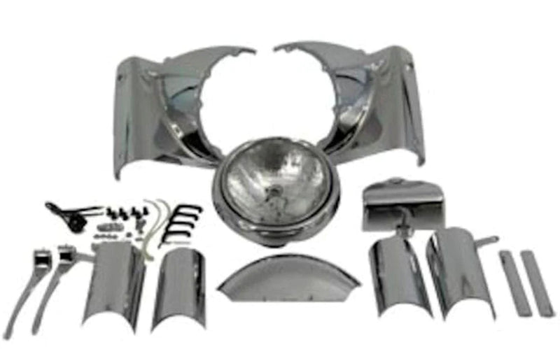 V-Twin Manufacturing Headlight Assemblies New Complete Chrome Headlight Headlamp Cowl Nacelle Kit Assembly Harley Touring