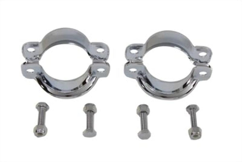 V-Twin Manufacturing Muffler Clamps V-Twin Muffler Inlet End Clamp Set Pair Chrome Replica Harley Touring 85-94