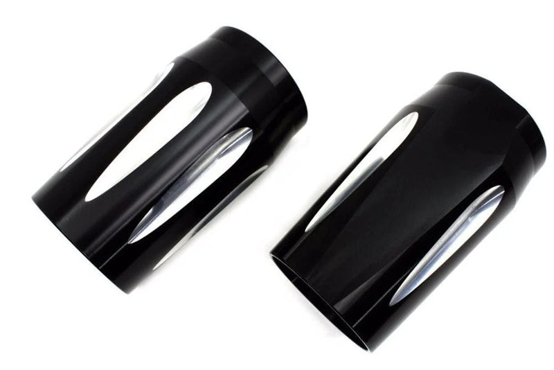 V-Twin Manufacturing Other Brakes & Suspension Black Contrast Cut Machined Fork Tube Slider Cover Harley Touring Bagger 14-2020