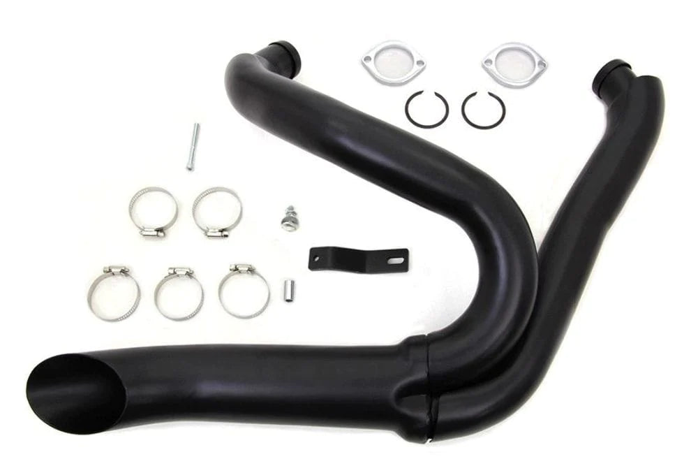 V-Twin Manufacturing Other Exhaust Parts Black Wyatt Gatling 2 into 1 Exhaust Lake Pipe Header Kit Harley Chopper 18mm O2