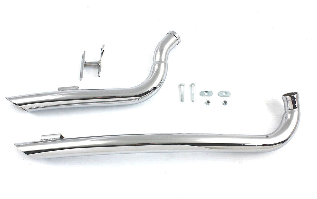 V-Twin Manufacturing Other Exhaust Parts New Radii 2" Curved Sideshots Drag Custom Exhaust Pipes Pipe Set Harley Softail