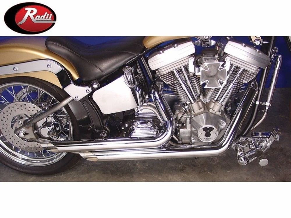 V-Twin Manufacturing Other Exhaust Parts Radii 2 1/4" Chrome Side Slash Style Drag Exhaust Pipes Set Harley Softail FXST