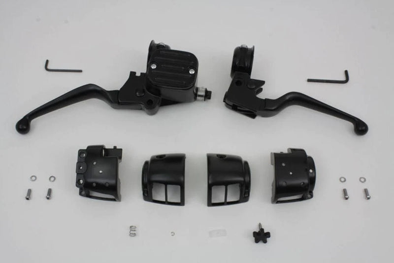 V-Twin Manufacturing Other Handlebars & Levers Black Contour Handlebar Controls Hand Lever Set Control Kit Single Disc Harley