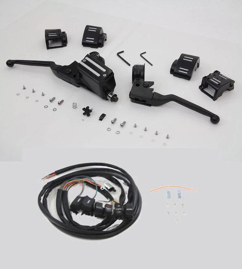 V-Twin Manufacturing Other Handlebars & Levers Black Handlebar Controls Hand Set Control Kit Single Disc Switches Wiring 82-95