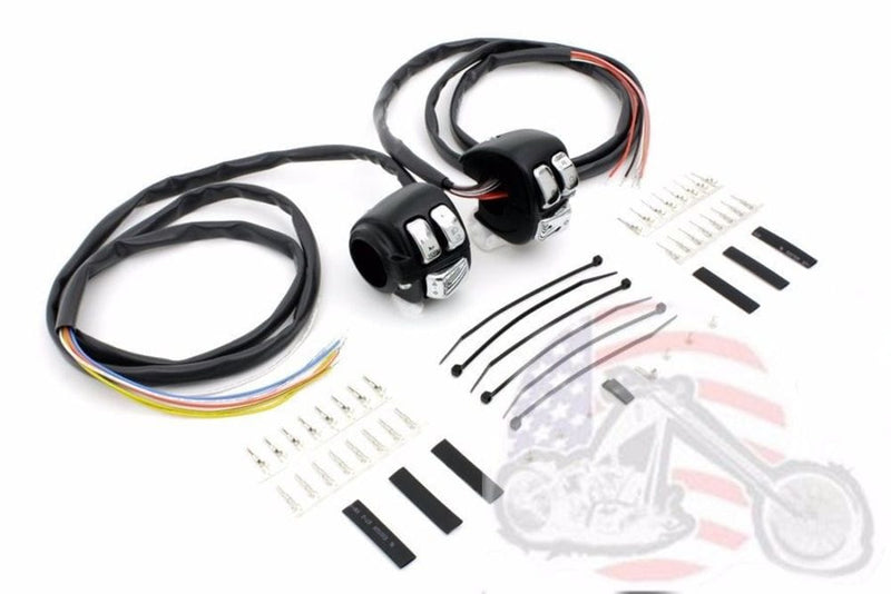 V-Twin Manufacturing Other Handlebars & Levers Handlebar Chrome Control Switch Housing Kit Black 60" Wiring Harley FXST XL FXD