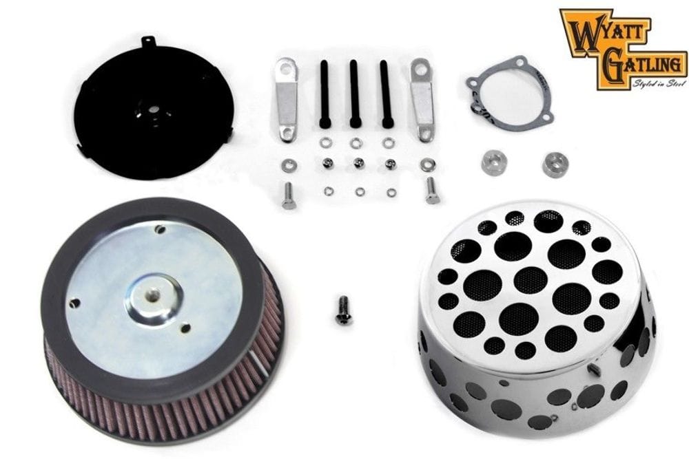 V-Twin Manufacturing Other Intake & Fuel Systems Wyatt Gatling Air Cleaner Kit Holes Drilled Chrome Cover CV EFI Harley Sportster