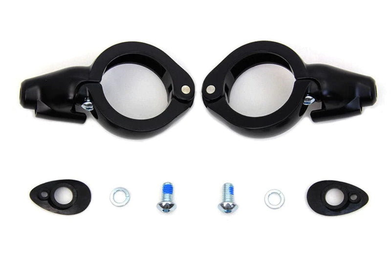 V-Twin Manufacturing Other Lighting Parts 49mm Black Front Fork Tube Turn Signal Relocation Kit Harley Softail & Dyna