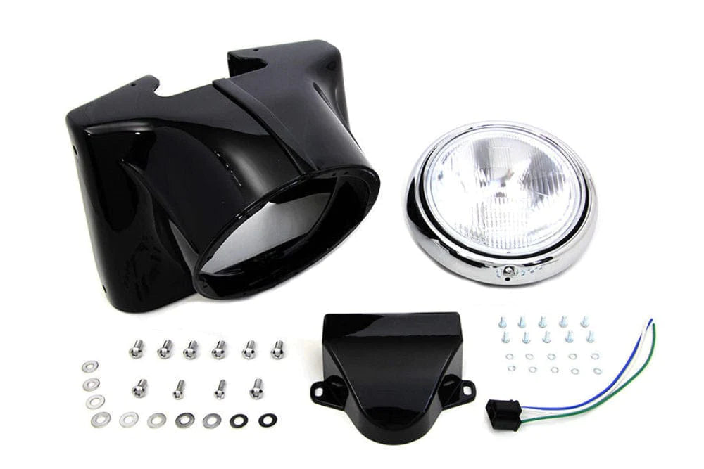 V-Twin Manufacturing Other Lighting Parts Black Front End Headlight Head Lamp Nacelle Kit Harley Electra Glide Shovelhead